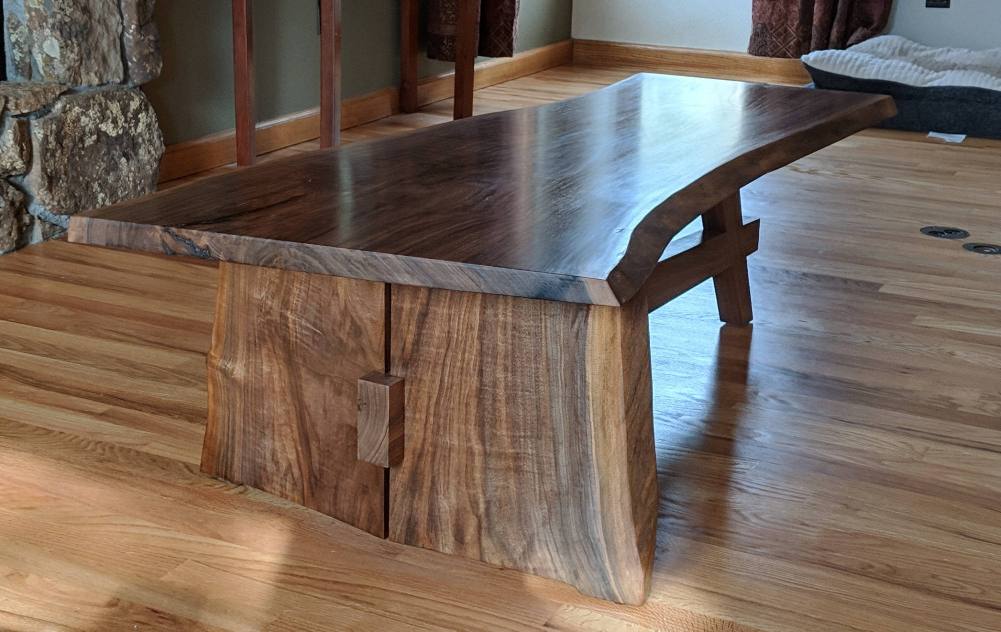 Walnut slab coffee table